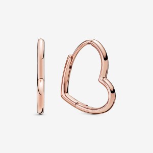 Pandora Asymmetrical Hoop Earrings Rose gold plated | 39642-AOBW