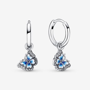 Pandora Blue Butterfly Hoop Earrings Sterling silver | 91584-JAMV
