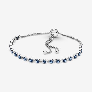 Pandora Blue Clear Sparkle Slider Sliding Bracelets Sterling silver | 91452-RDBT