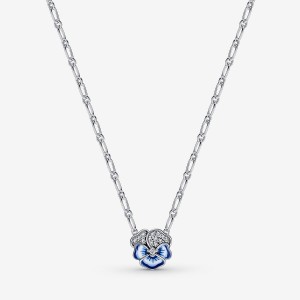 Pandora Blue Pansy Flower Hoop Earrings Sterling silver | 45012-ODHV