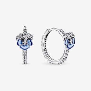 Pandora Blue Pansy Flower Pendant Necklaces Sterling silver | 75306-OZGP