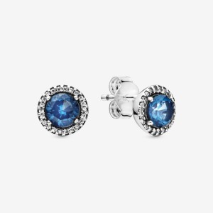 Pandora Blue Round Sparkle Stud Earrings Sterling silver | 45293-FEOC