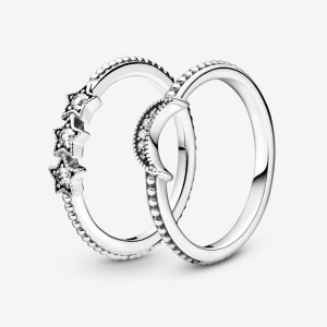 Pandora Celestial Moon & Stars Ring Sets Sterling silver | 53427-QDOS
