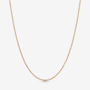 Pandora Classic Anchor Chain Necklaces Gold | 74081-PQZH