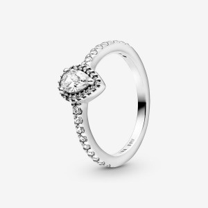 Pandora Classic Teardrop Halo & Solitaire Rings Sterling silver | 94187-OKDS