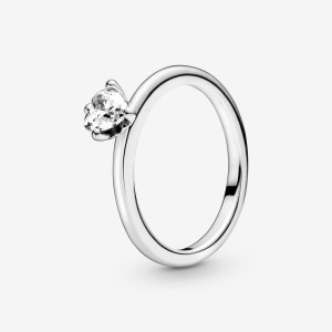Pandora Clear Halo & Solitaire Rings Sterling silver | 47093-DFRK