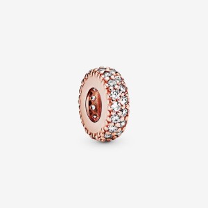 Pandora Clear Sparkle Spacer Charms Rose gold plated | 18642-YRJB