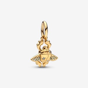 Pandora Disney Aladdin Scarab Beetle Dangle Charms Gold plated | 70619-TSKG