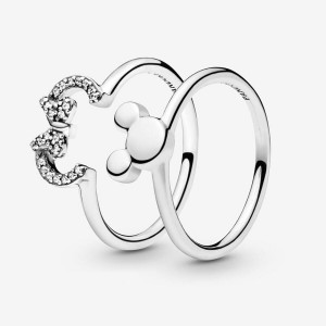 Pandora Disney Mickey Minnie Mouse Silhouette Puzzle Pinky Rings Sterling silver | 67503-WRBP