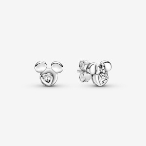 Pandora Disney Mickey Mouse & Minnie Mouse Silhouette Stud Earrings Sterling silver | 23956-HLYI