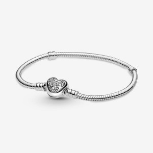 Pandora Disney Moments Mickey Mouse Clasp Snake Chain Bracelets Sterling silver | 12973-WHXP