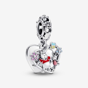 Pandora Disney Winnie the Pooh & Piglet Double Dangle Charms Sterling silver | 42315-CKYU