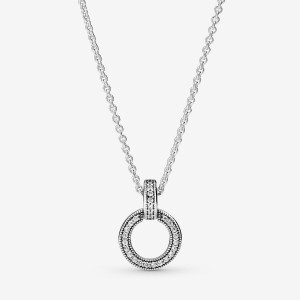 Pandora Double Circle & Pendant Necklaces Sterling silver | 29310-ETHB