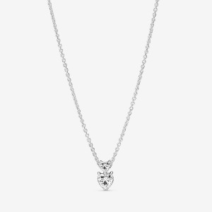 Pandora Double Sparkling Collier Pendant Necklaces Sterling silver | 85702-LQGC