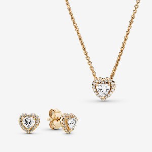 Pandora Elevated Hearts of Necklace & Earring Sets Multicolor | 49316-UMCQ
