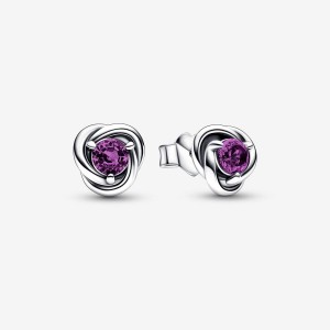Pandora February Purple Eternity Circle Stud Earrings Sterling silver | 79486-TUJX