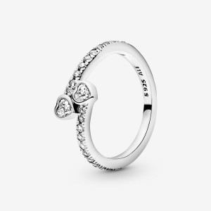 Pandora Forever Hearts with Cubic Zirconia Heart & Promise Rings Sterling silver | 53046-TEVI