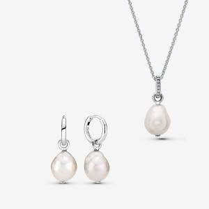 Pandora Freshwater Cultured Baroque Pearl Pendant Necklaces Sterling silver | 75234-CLNU