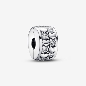 Pandora Infinite Hearts Sparkling Clip Clips Sterling silver | 80746-WZYJ