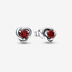 Pandora January Red Eternity Circle Stud Earrings Sterling silver | 17640-APQE