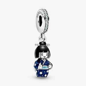 Pandora Japanese Doll in Blue Kimono Dangle Charms Sterling silver | 53182-EHOI