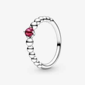 Pandora July Blazing Red Beaded Birthstone Rings Sterling silver | 08493-WKGI