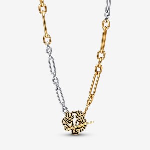 Pandora Keith Haring x Twisted Figure T Bar Pendant Necklaces Two-tone | 36507-ODXB
