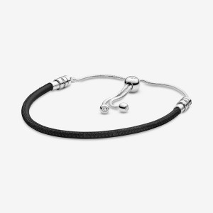 Pandora Leather Slider Leather Bracelets Sterling silver | 06123-YSOC