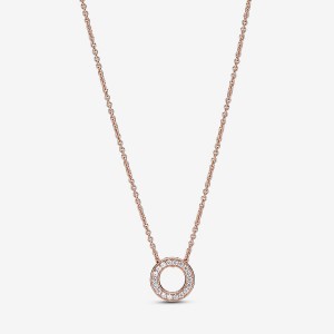 Pandora Logo Pave Circle Collier Chain Necklaces Sterling silver | 03496-ILZQ