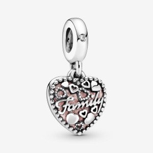 Pandora Love Makes A Family with Pink Dangle Charms Sterling silver | 60471-CXST