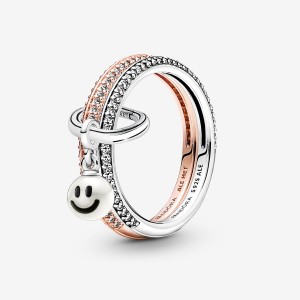 Pandora ME Happy Smiley Face Ring Sets Multicolor | 57846-BYTS