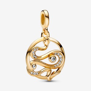 Pandora ME Pave Snake Medallion Pendants Gold plated | 61230-OLWZ