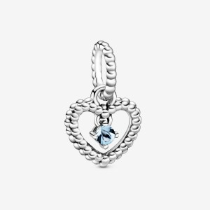 Pandora March Aqua Blue Beaded Birthstone Rings Sterling silver | 23964-BIHW