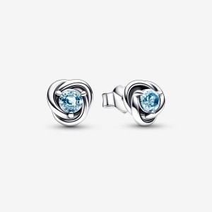 Pandora March Sea Aqua Blue Eternity Circle Stud Earrings Sterling silver | 21904-OWSE