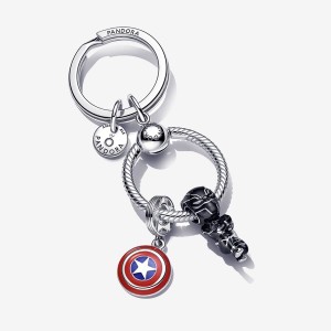 Pandora Marvel Black Panther Captain America Key Charm Holders Multicolor | 28751-HOLP