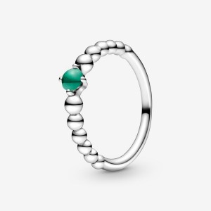 Pandora May Rainforest Green Beaded Birthstone Rings Sterling silver | 75680-DSML