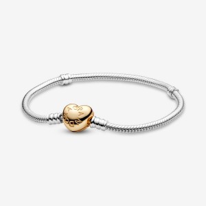 Pandora Moments Clasp Snake Charm Bracelets Gold | 83790-TDEH