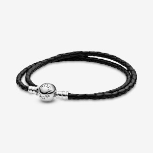 Pandora Moments Double Black Charm Bracelets Sterling silver | 13865-VADT
