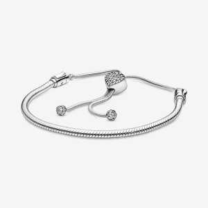 Pandora Moments Pave Clasp Snake Slider Sliding Bracelets Sterling silver | 94327-UOMG