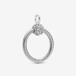 Pandora Moments Small Pave O Charm Pendants Sterling silver | 81239-UYQV