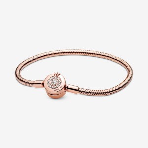 Pandora Moments Sparkling Crown O Snake Charm Holders Rose gold plated | 81374-GOFD