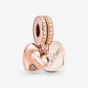 Pandora Mother & Daughter Hearts Dangle Charms Rose gold plated | 18639-QHIU