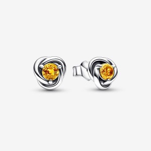 Pandora November Honey Eternity Circle Stud Earrings Sterling silver | 42097-HBWT