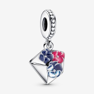 Pandora Pansy Flower Envelope Dangle Charms Sterling silver | 42619-GVUW