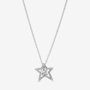 Pandora Pave Asymmetric Star Collier Pendant Necklaces Sterling silver | 09835-EUQY