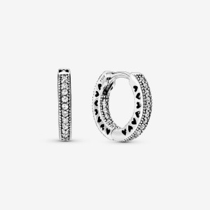 Pandora Pave Hoop Earrings Sterling silver | 35214-QUJV