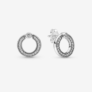Pandora Pave & Logo Circle Reversible Stud Earrings Sterling silver | 95632-GCRZ
