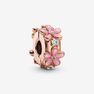 Pandora Pink Daisy Clip Clips Rose gold plated | 30689-ZOLB