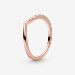 Pandora Polished Wishbone Stackable Rings Rose gold plated | 13768-TLZH