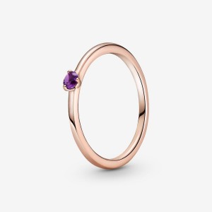Pandora Purple Halo & Solitaire Rings Rose gold plated | 30187-EYRP